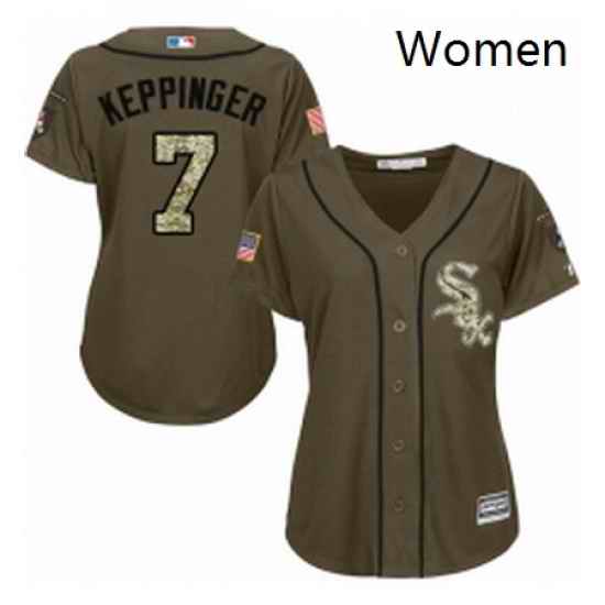 Womens Majestic Chicago White Sox 7 Jeff Keppinger Authentic Green Salute to Service MLB Jersey